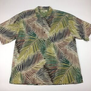 Tommy Bahama Silk Shirt Mens XL Hawaiian Camp Print Palm Trees Tropical Cruise